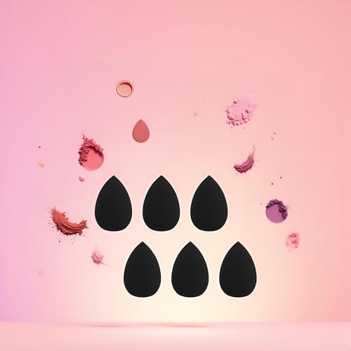 6Pcs Mini Makeup Sponge Set - Soft Black Beauty Blenders for Foundation