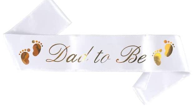 Mom To Be & Dad To Be Baby Shower Sash Bundle White & Gold