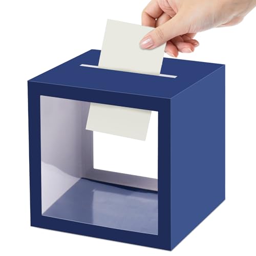 Navy Blue Wedding Card Box with Clear Window – 7.9 Inch