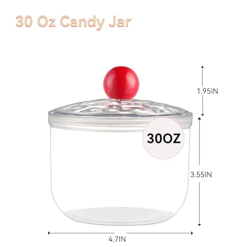 30 Oz Clear Plastic Candy Jars with Lids - Airtight Storage Containers