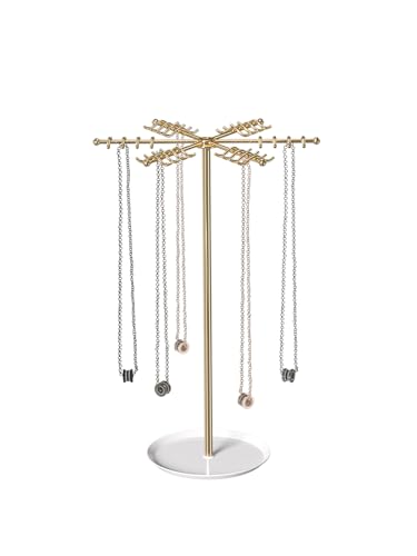 Elegant Tree-Shaped Necklace Holder Organizer - Gold Jewelry Display Stand