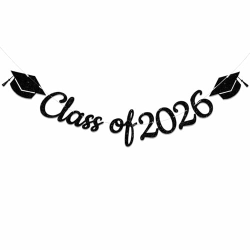 Class of 2026 Pre-Assembled Glitter Graduation Banner Party Decorations
