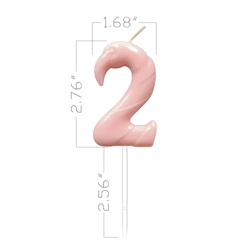 Himomys Pink Flamingo Number 2 Birthday Candle for 2nd Birthday Cake