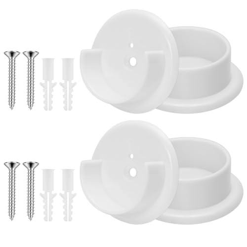 4 Pack Plastic Closet Rod Holders - 1-3/8 inch Support Brackets for Wardrobe & Shower Rails