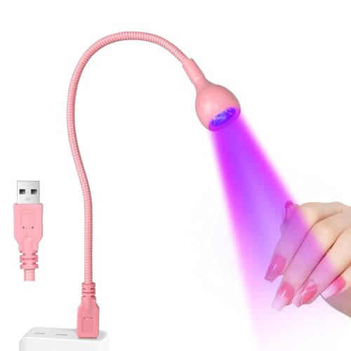 AORAEM 3W USB UV Nail Lamp with Flexible Gooseneck - Pink Portable Gel Curing Light