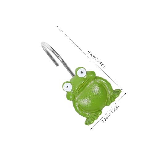 Frog Shower Curtain Hooks 12pcs Resin Shower Rings Rust-Resistant Bathroom Decor