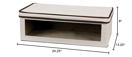 Household Essentials 514 Vision Storage Box - Natural Canvas with Brown Trim - Large