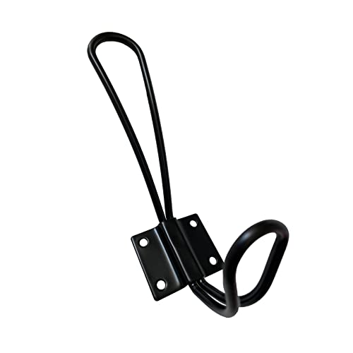 Heavy Duty Double Prong Wall Hooks - 5 Pack Black Rustic Coat Hooks