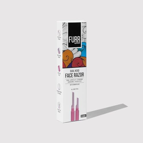FURR Face Razor for Women - Dual Blade Dermaplaning Tool, 4 Pack