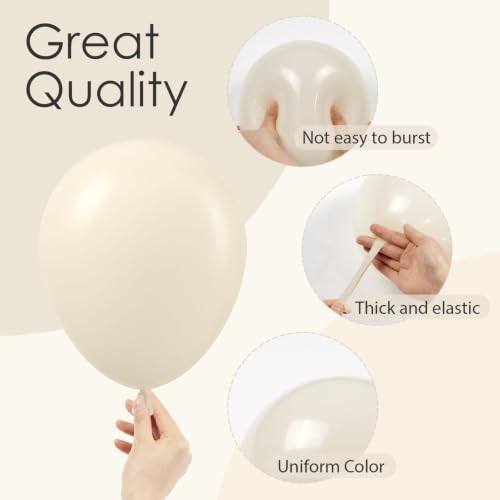 122pcs Sand White Beige Latex Balloons for Baby Shower & Parties