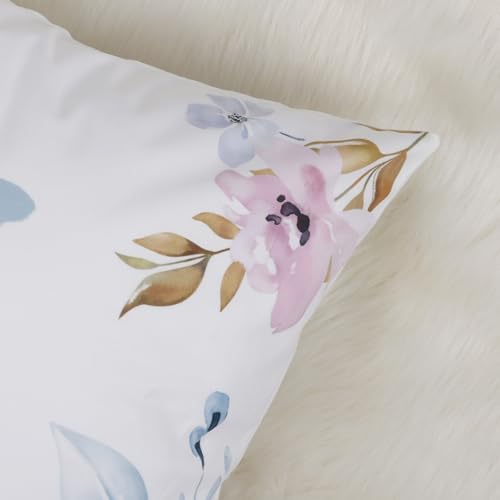 Bonhause Watercolor Floral Throw Pillow Covers - Set of 2, 18x18 Inch
