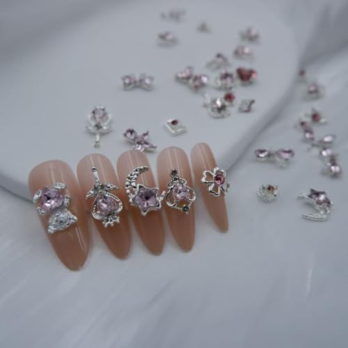 AMLAVIFISH 28PCS 3D Nail Charms & Gems Set - Y2K Bow & Heart Designs