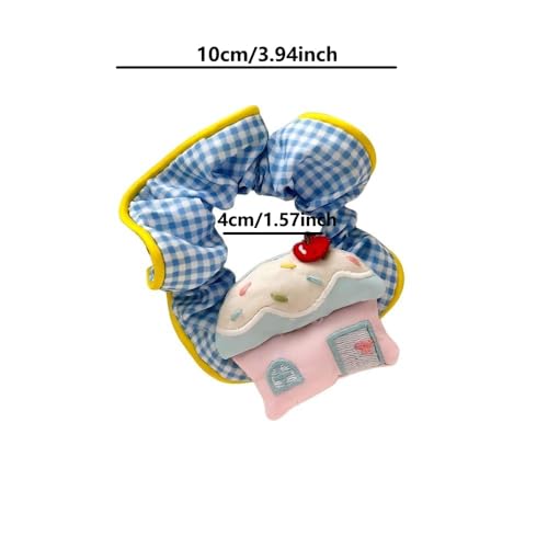 SICOPEE Gingham Hair Scrunchies - 2 Pack Embroidered Hair Ties