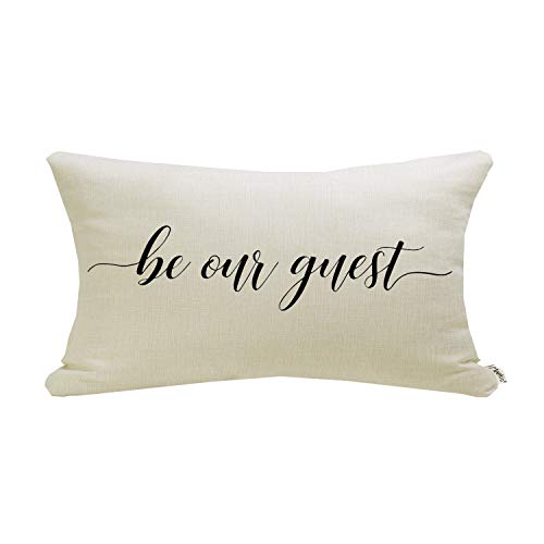 Meekio Rustic Farmhouse Pillow Cover with 'Be Our Guest' Quote - 12" x 20"
