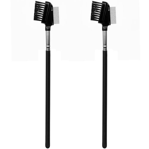 Kootinn Dual-Sided Eyelash Comb & Eyebrow Spoolie Brush with Steel Teeth