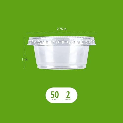 Amazon Basics 2oz Disposable Plastic Cups with Lids - 50 Count