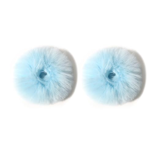 Blue Furry Hair Scrunchies 2PCS Soft Plush Ponytail Holders Y2K