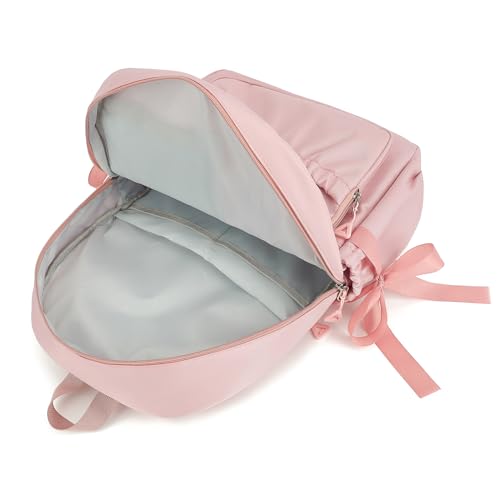 Cute Kawaii School Backpack for Girls - 15-Inch Pink Bow Bookbag