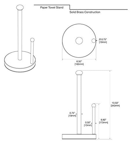 Gatco 1447MX Kitchen Paper Towel Stand, 13.50" H, Matte Black |Countertop Solid Brass Weighted Base Paper Towel Holder Stand