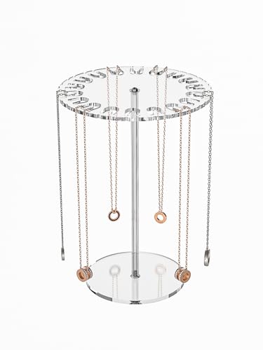 Acrylic Necklace Organizer Stand - Rotating Jewelry Display Rack