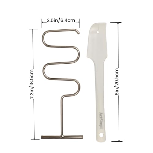 ActSimpl Stainless Steel Peanut Butter Stirrer with Silicone Scraper Tool