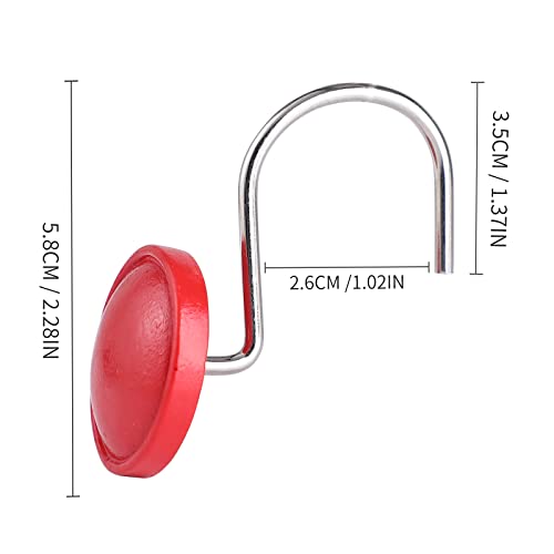 Twofishes Red Round Shower Curtain Hooks - Decorative Resin Set of 12