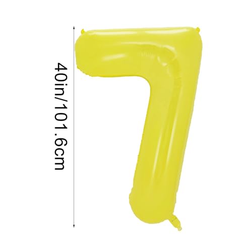 40 Inch Yellow Number 7 Foil Balloon for Birthday & Celebrations