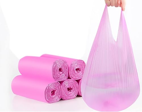 4 Gallon Pink Trash Bags with Handles - 100 Count Waste Bin Liners