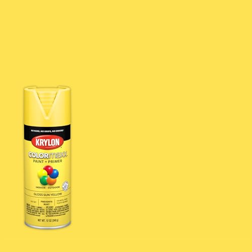 Krylon COLORmaxx Sun Yellow Gloss Spray Paint & Primer - 12oz, Indoor & Outdoor Use