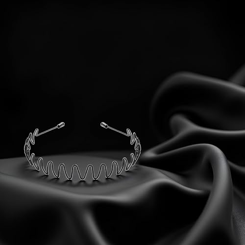 BWESOO Black Metal Wavy Headband for Men Elastic Non-Slip Hair Band