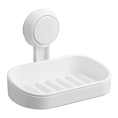 TAILI White 1-Tier Suction Cup Soap Holder for Shower