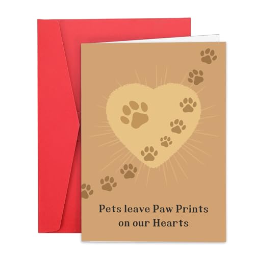 Dog Cat Sympathy Card - Heartfelt Memorial Gift with Envelope