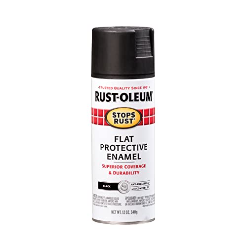 Rust-Oleum Stops Rust Spray Paint, 12 oz Flat Black - Durable & Weather Resistant