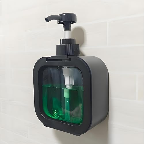 Black Wall-Mounted Soap Dispenser - 10oz Hand Soap & Shampoo Pump