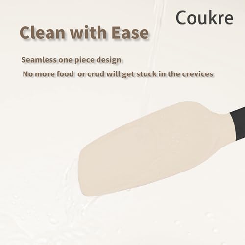 Coukre 5-Piece Silicone Spatula Set High Temp Food Grade Dishwasher Safe Beige Black