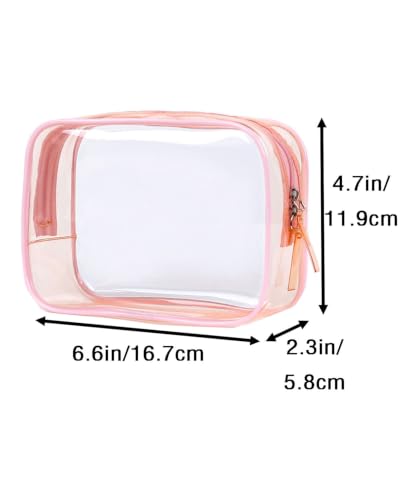 Buminee TSA Approved Clear Toiletry Bag Small Pink Cosmetic Pouch