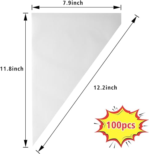 12-Inch Disposable Piping Bags - 100 Pack Non-Slip Icing Bags for Cake Decorating