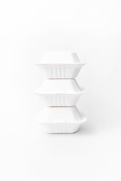 Greenprint 100% Compostable Sugarcane 6x6 Single Compartment Clamshell Take Out Containers - Eco-Friendly, PFSA Free, Disposable To-Go Box for Burgers, Sandwiches, Salads, and Hot/Cold Meals, 500 CT
