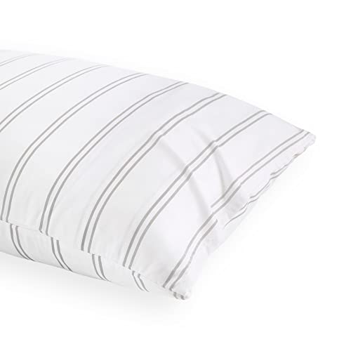 King Size Striped Pillow Cases - Gray White Ticking Stripe Set of 2