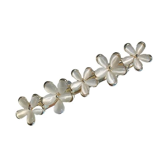 Gold Flower Opal Hair Clips Sparkly Wedding Barrettes 2 Pcs