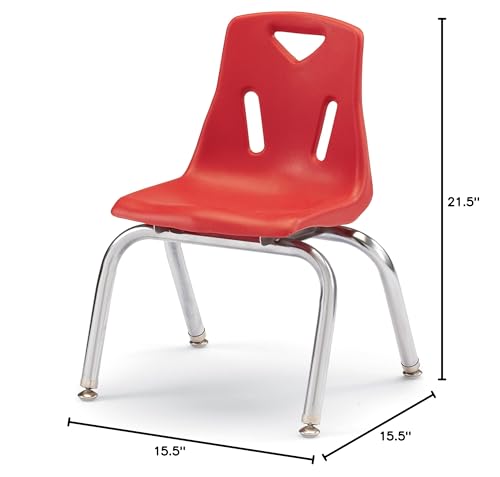 Jonti-Craft Berries 8142JC1008 Stacking Chair with Chrome-Plated Legs, 12" Height, Red