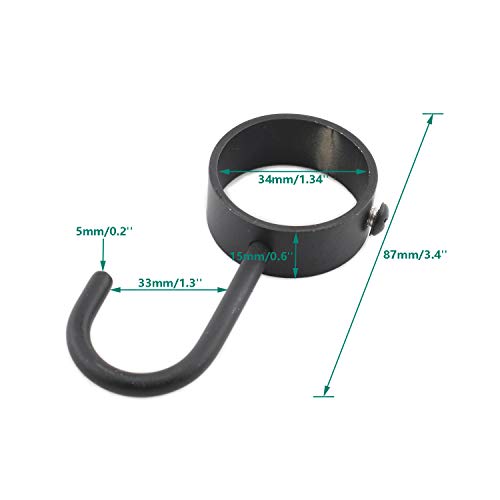 Ulifestar 32mm Heavy Duty Stainless Steel Closet Rod Hooks - 5 Pack Black