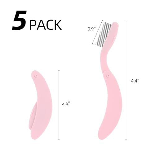 5-Pack Folding Metal Eyelash Comb & Separator Tool for Lashes