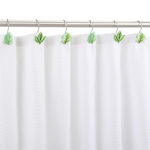 EleCharm Leaf A 12PCS Green Plant Shower Curtain Hooks - Rustproof Stainless Steel