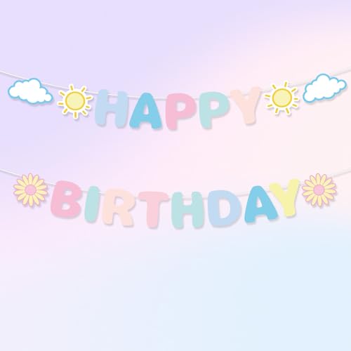 Pastel Happy Birthday Banner - Pre-Strung Rainbow Decor