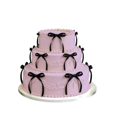 20 Pack Black Bow Cupcake Toppers for Weddings & Parties
