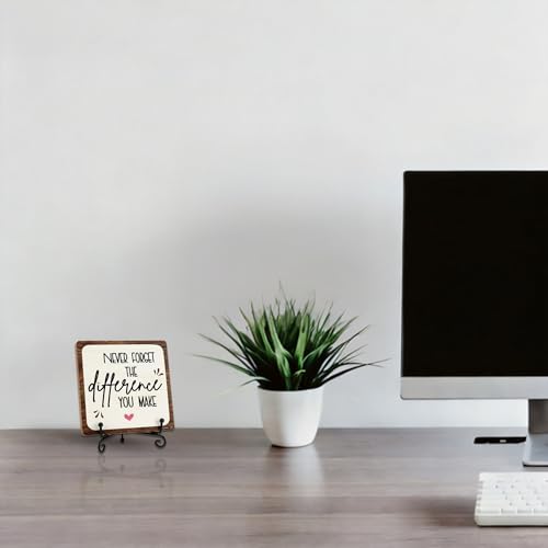 Inspirational Desk Sign with Quote for Office or Home - 5x5 Wooden Plaque