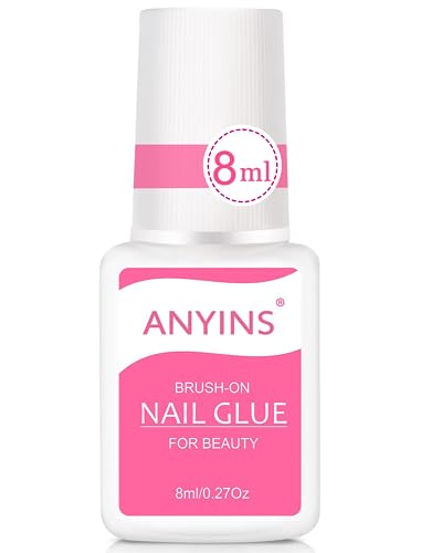 ANYINS Professional Brush-On Nail Glue for Acrylic & Press-On Nails (8ml)