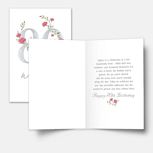 Elegant 80th Birthday Card for Men & Women - Thoughtful Gift