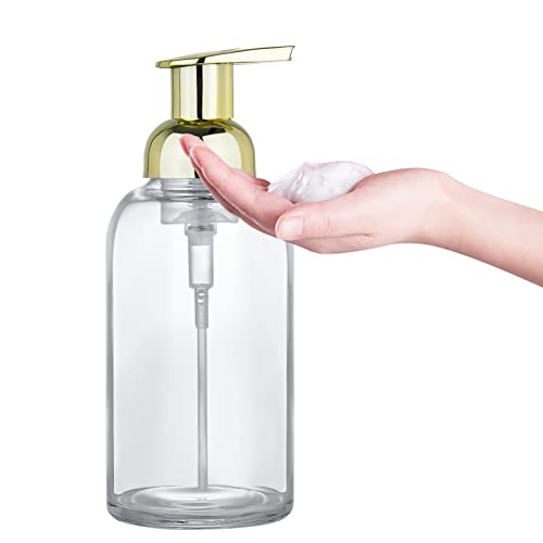 2-Pack 13oz Foaming Soap Dispenser with Gold Pump - Thick Glass